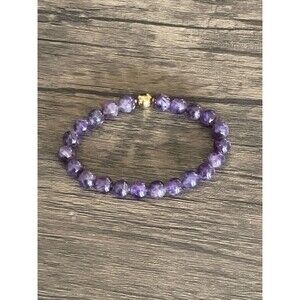 3mm Genuine Dark Purple Amethyst Gemstone Round Beads Stretchy Bracelet